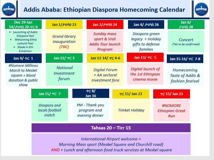 Addis Ababa: Ethiopian Diaspora Homecoming Calendar